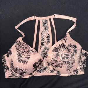 Pink and Black Floral Bralette